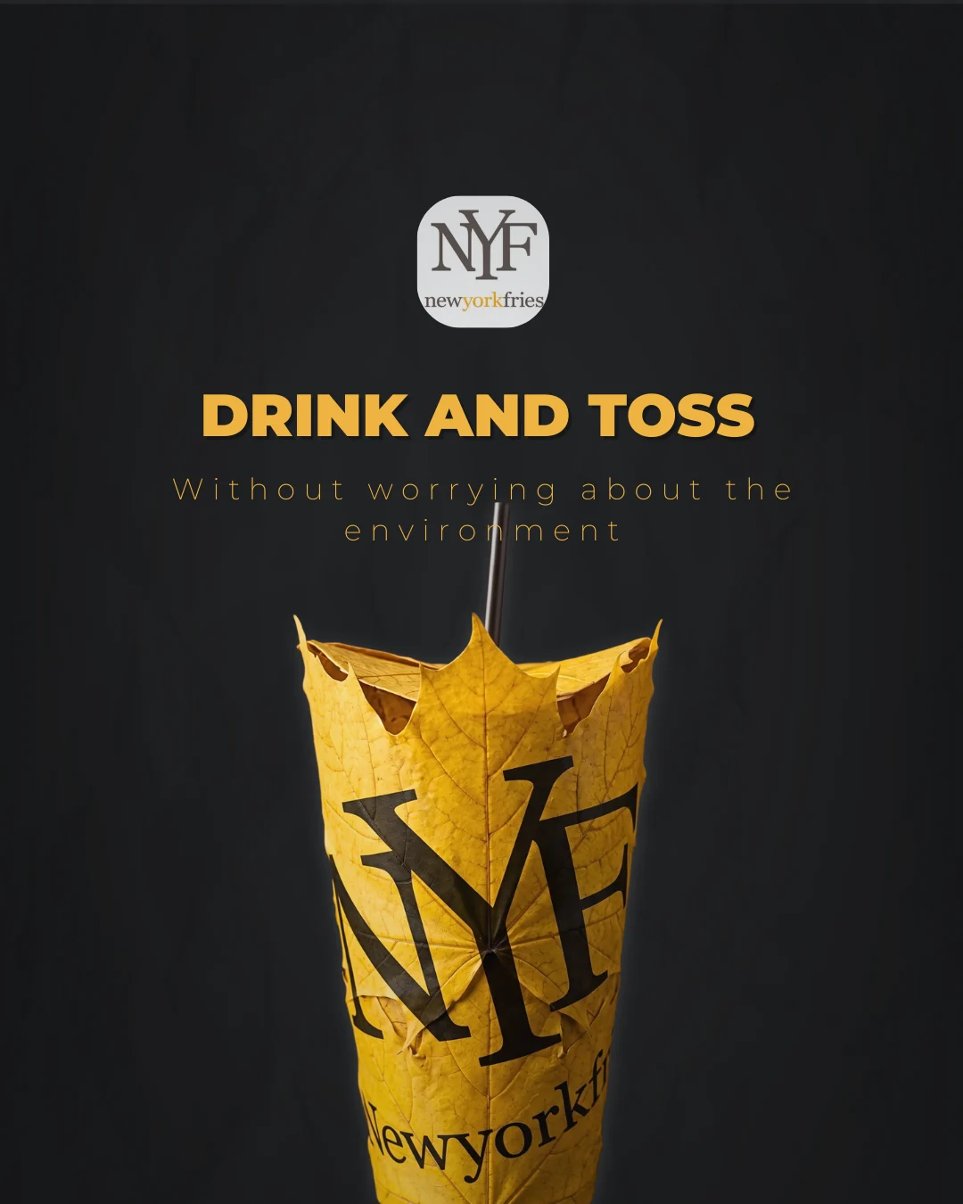 Drink and Toss sustainability poster